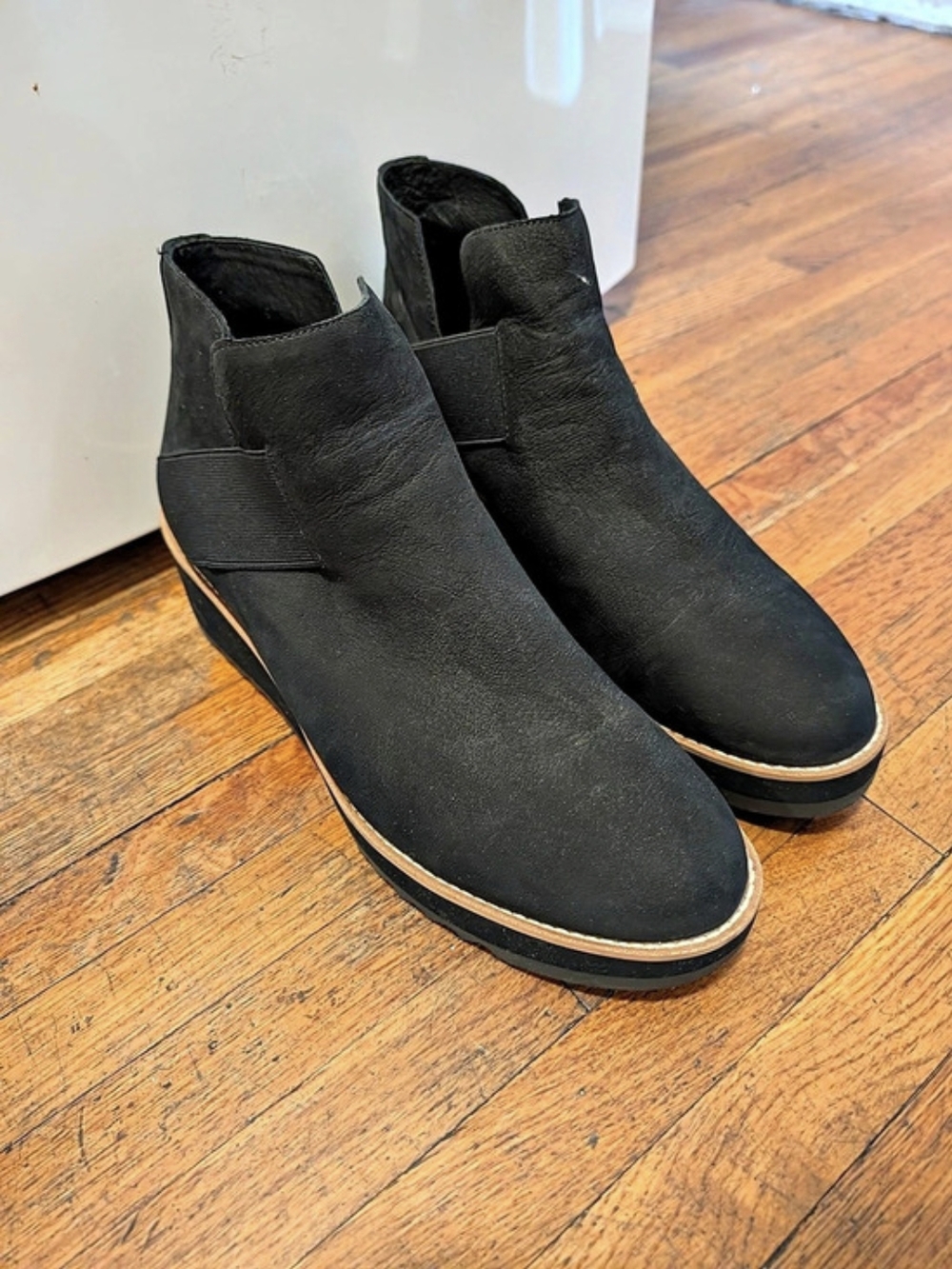 Eileen Fisher Black Wedge Ankle Boots US 10